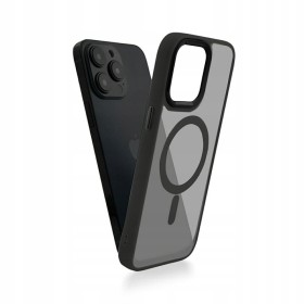 Etui do iPhone 16 PRO + 2szt Szkło 5D 9H WZMACNIANE 360° do MagSafe CZARNE