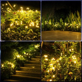 4x LAMPA SOLARNA WBIJANA CZARNY 10LED KULKI BIAŁY CIEPŁY 65 CM IP65