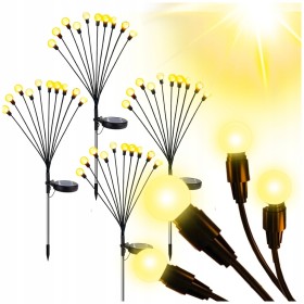4x LAMPA SOLARNA WBIJANA CZARNY 10LED KULKI BIAŁY CIEPŁY 65 CM IP65