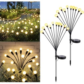 6x LAMPA SOLARNA WBIJANA CZARNY 10LED KULKI BIAŁY CIEPŁY 65CM IP65