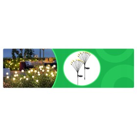 6x LAMPA SOLARNA WBIJANA CZARNY 10LED KULKI BIAŁY CIEPŁY 65CM IP65