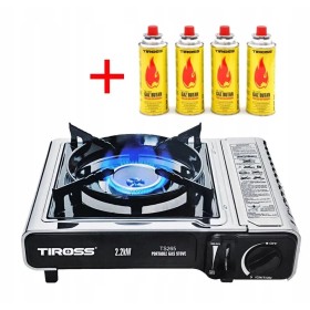 GAZOWA KUCHENKA TURYSTYCZNA TIROSS TS265 2.2KW I 4 BUTLE GAZOWE TS700