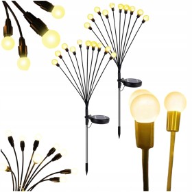 2x LAMPA SOLARNA KULKI 10 LED WBIJANA LAMPKI 65CM CZUJNIK KULECZKI OZDOBNE
