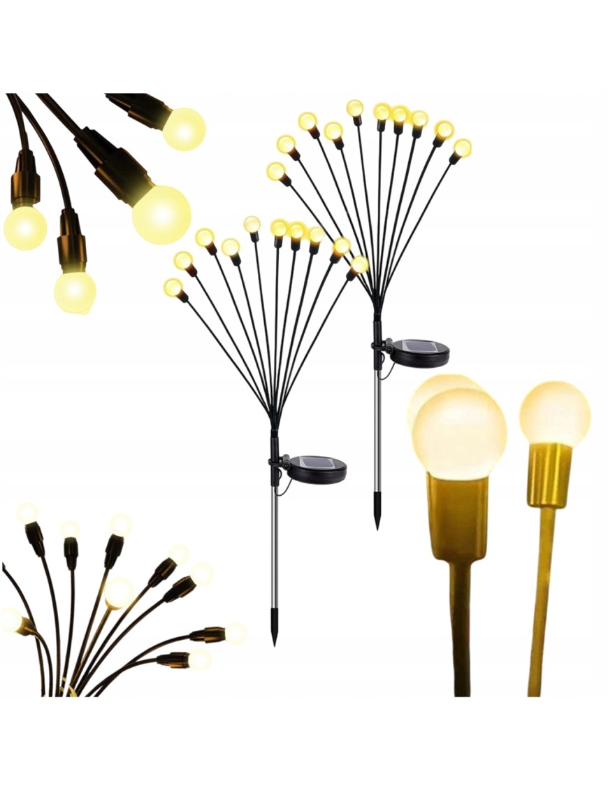 2x LAMPA SOLARNA KULKI 10 LED WBIJANA LAMPKI 65CM CZUJNIK KULECZKI OZDOBNE