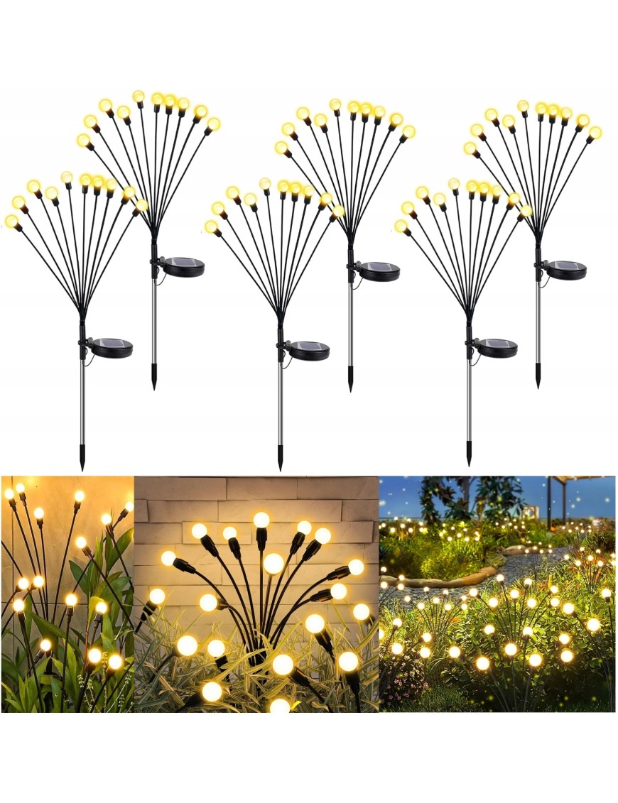 6 x LAMPA SOLARNA KULKI 10 LED WBIJANA LAMPKI 65CM CZUJNIK KULECZKI OZDOBNE