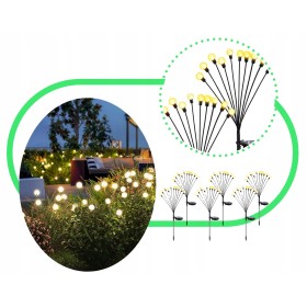 6 x LAMPA SOLARNA KULKI 10 LED WBIJANA LAMPKI 65CM CZUJNIK KULECZKI OZDOBNE