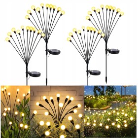 LAMPA SOLARNA WBIJANA CZARNY 10LED BIAŁY CIEPŁY CZUJNIK KULECZKI DRZEWKO