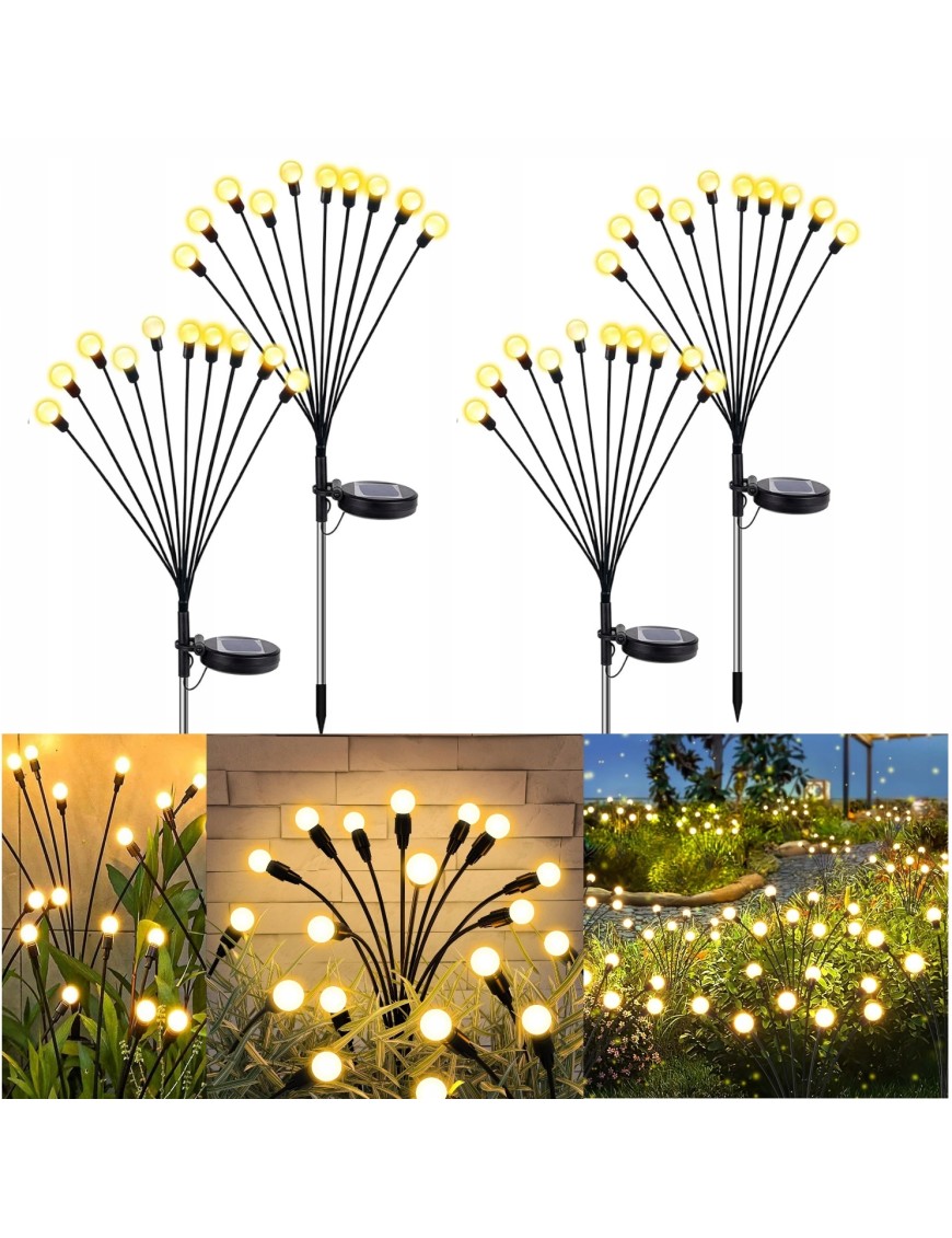 LAMPA SOLARNA WBIJANA CZARNY 10LED BIAŁY CIEPŁY CZUJNIK KULECZKI DRZEWKO