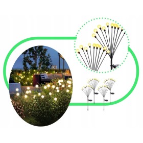 LAMPA SOLARNA WBIJANA CZARNY 10LED BIAŁY CIEPŁY CZUJNIK KULECZKI DRZEWKO