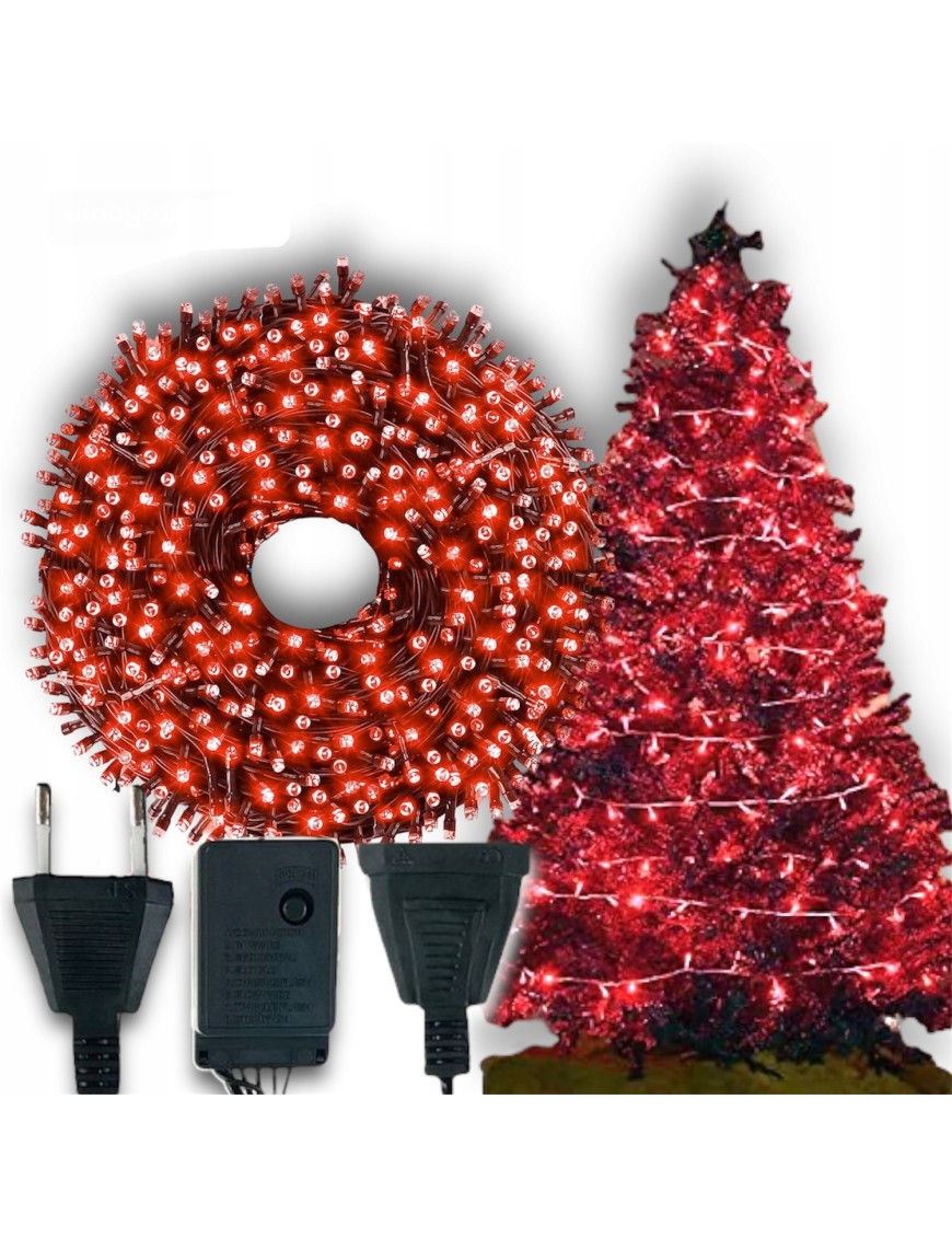 LAMPKI ŚWIATEŁKA NA CHOINKĘ ZEWNĘTRZNE WEWNĘTRZNE 100LED CZERWONY MOCNE