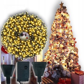 LAMPKI ŚWIATEŁKA NA CHOINKĘ ZEWNĘTRZNE WEWNĘTRZNE 100LED CIEPŁY BIAŁY MOCNE