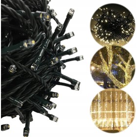 LAMPKI ŚWIATEŁKA NA CHOINKĘ ZEWNĘTRZNE WEWNĘTRZNE 100LED CIEPŁY BIAŁY MOCNE