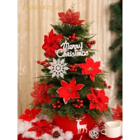 12X SZTUCZNE KWIATY DEKORACJE BOŻE NARODZENIE NA CHOINKĘ GWIAZDA PREZENTY