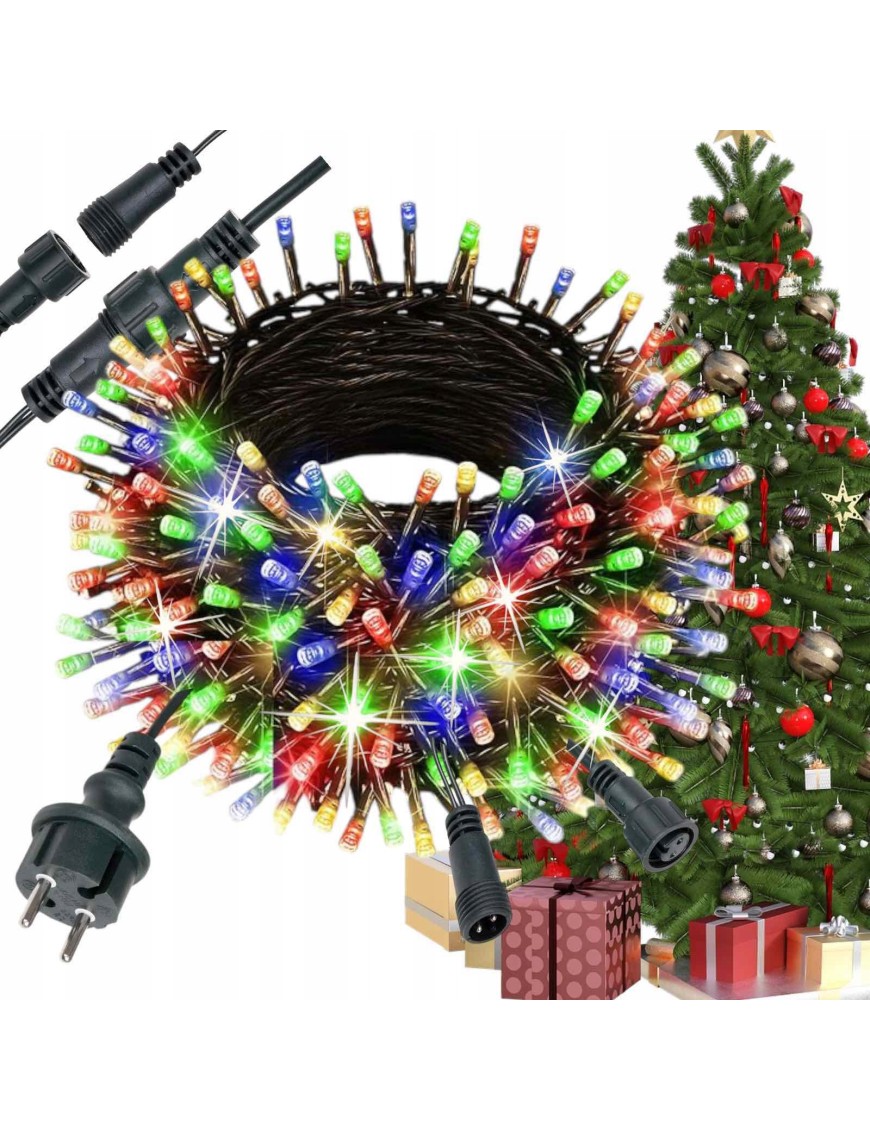 LAMPKI CHOINKOWE ŚWIATEŁKA WIELOKOLOROWY ~14M 200LED ZEW/WEWNĘTRZNE Z FLASH