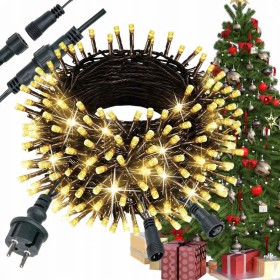 LAMPKI CHOINKOWE ŚWIATEŁKA CIEPŁE BIAŁE ~14m 200LED ZEW/WEWNĘTRZNE Z FLASH