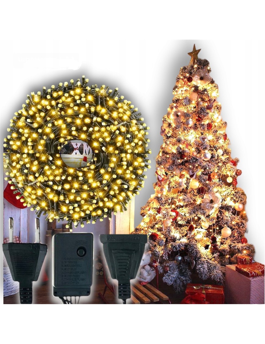 LAMPKI ŚWIATEŁKA NA CHOINKĘ ZEWNĘTRZNE WEWNĘTRZNE 200LED CIEPŁE BIAŁE MOCNE