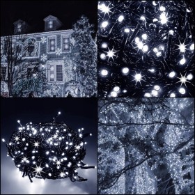 LAMPKI CHOINKOWE Z FLASH ŚWIATEŁKA 300 LED BIAŁE ZIMNE ZEWNĘTRZNE WEWNĘTRZNE