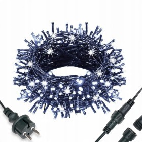 LAMPKI CHOINKOWE Z FLASH ŚWIATEŁKA 300 LED BIAŁE ZIMNE ZEWNĘTRZNE WEWNĘTRZNE