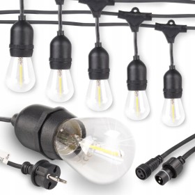 Girlanda Ogrodowa Świetlna 5M 10X Żarówka LED E27 sieciowe na Balkon IP65