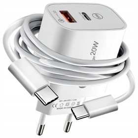 SZYBKA ŁADOWARKA USB TYPE-C + KABEL USB-C|PD20W 3000mA ZESTAW DO IPHONE 16