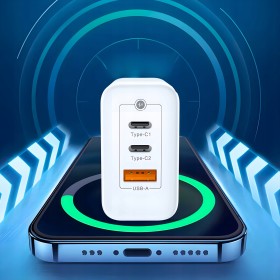 ŁADOWARKA SIECIOWA SZYBKA 65W GaN USB QC 2x USB-C UNIWERSALNA + KABEL USB C