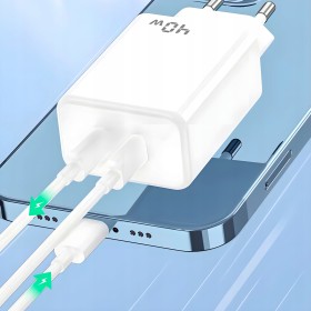 ŁADOWARKA SIECIOWA SZYBKA 40W GaN QUICK CHARGE PD USB C MOCNA UNIWERSALNA