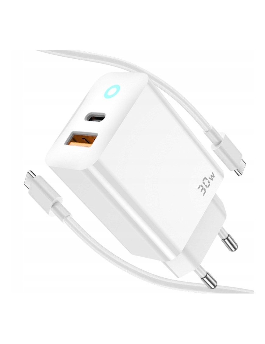 SZYBKA ŁADOWARKA USB-C 30W GaN QUICK CHARGE + KABEL USB-C MOCNA UNIWERSALNA