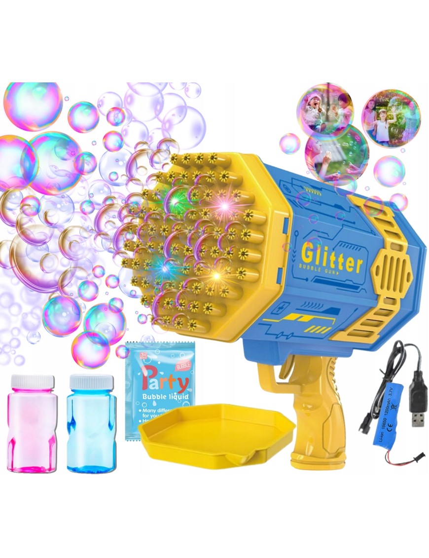 Duży BAZOOKA PISTOLET NA BAŃKI MYDLANE MASZYNA AUTOMAT DO BANIEK + PŁYN