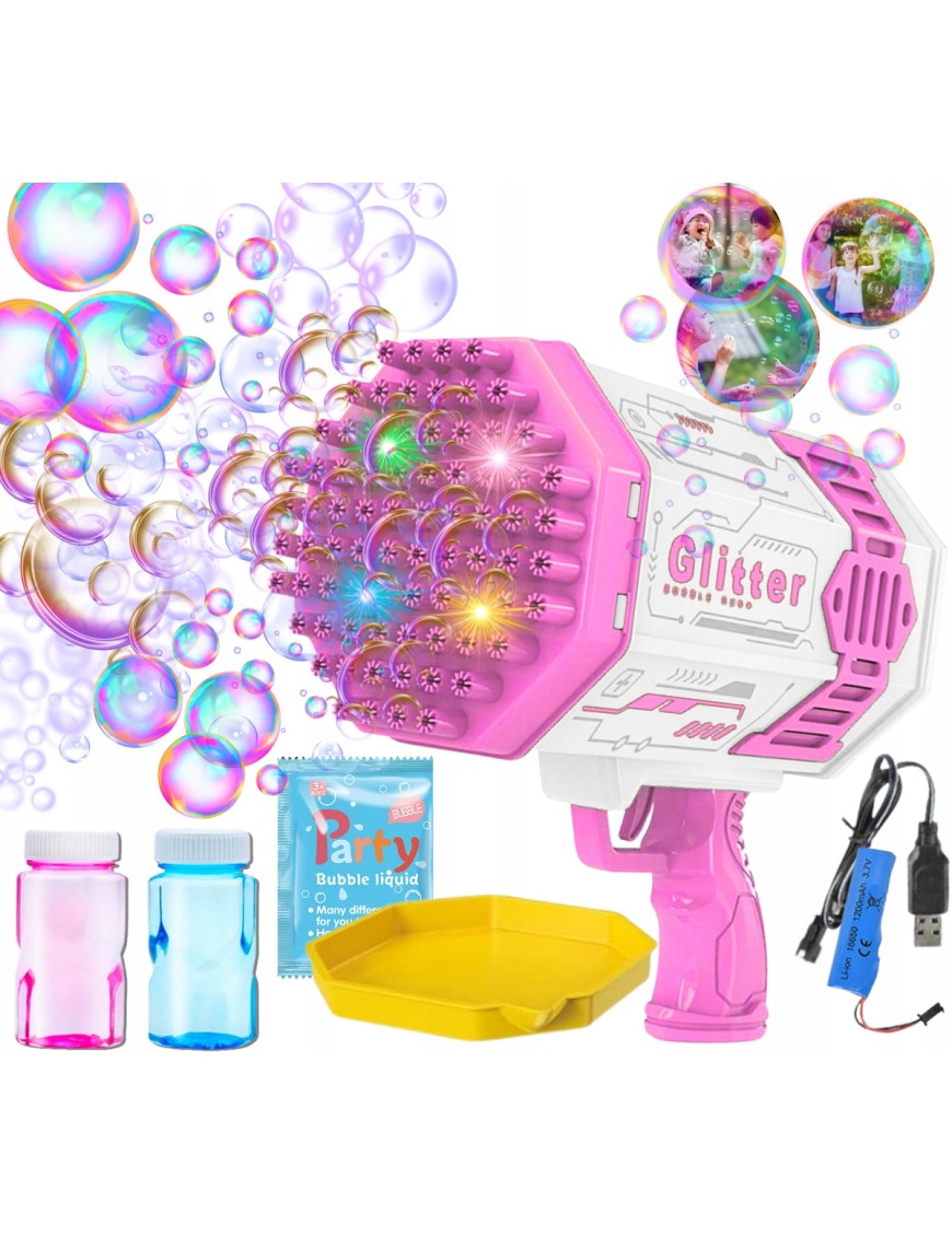 PISTOLET NA BAŃKI MYDLANE MASZYNA DO BANIEK MYDLANYCH BAZOOKA AUTOMAT +PŁYN