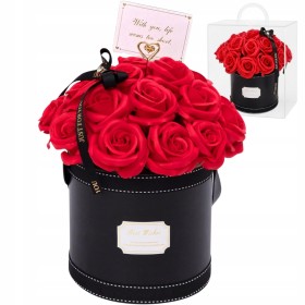 FLOWER BOX MYDLANE RÓŻE KWIATY BUKIET W PUDEŁKU PREZENT NA DZIEŃ WALENTYNKI 21RÓŻ