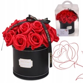 FLOWER BOX MYDLANE RÓŻE KWIATY BUKIET W PUDEŁKU PREZENT NA DZIEŃ WALENTYNKI 21RÓŻ