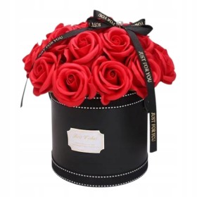 FLOWER BOX MYDLANE RÓŻE KWIATY BUKIET W PUDEŁKU PREZENT NA DZIEŃ WALENTYNKI 21RÓŻ