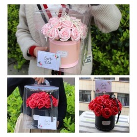 FLOWER BOX MYDLANE RÓŻE KWIATY BUKIET W PUDEŁKU PREZENT NA DZIEŃ WALENTYNKI 21RÓŻ