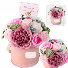 FLOWER BOX MYDLANE RÓŻE KWIATY BUKIET W PUDEŁKU PREZENT NA DZIEŃ MAMY MIX