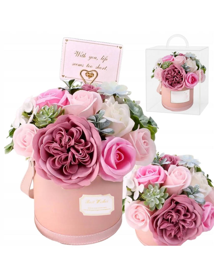 FLOWER BOX MYDLANE RÓŻE KWIATY BUKIET W PUDEŁKU PREZENT NA DZIEŃ MAMY MIX
