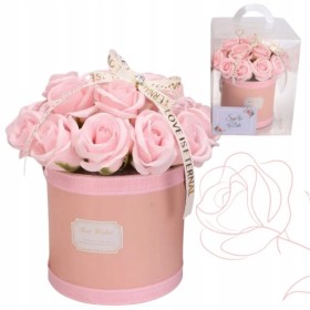 FLOWER BOX MYDLANE RÓŻE KWIATY BUKIET W PUDEŁKU PREZENT NA DZIEŃ WALENTYNKI 21RÓŻ