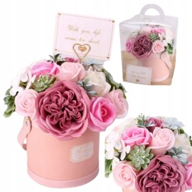 FLOWER BOX MYDLANE RÓŻE KWIATY BUKIET W PUDEŁKU PREZENT NA DZIEŃ MAMY MIX