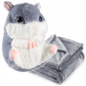 Chomik Z Kocykiem Koc 160X110 Cm Maskotka Poduszka Pluszowy Przytulanka 3W1