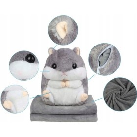 Chomik Z Kocykiem Koc 160X110 Cm Maskotka Poduszka Pluszowy Przytulanka 3W1