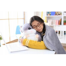 Chomik Z Kocykiem Koc 160X110 Cm Maskotka Poduszka Pluszowy Przytulanka 3W1