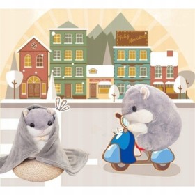 Chomik Z Kocykiem Koc 160X110 Cm Maskotka Poduszka Pluszowy Przytulanka 3W1