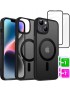 Etui do iPhone 15 + 2szt Szkło 5D 9H WZMACNIANE 360° do MagSafe MATT CZARNE