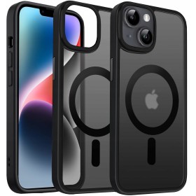 Etui do iPhone 15 + 2szt Szkło 5D 9H WZMACNIANE 360° do MagSafe MATT CZARNE