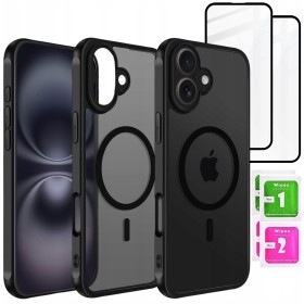 Etui do iPhone 16 + 2szt Szkło 9D 9H WZMACNIANE 360° do MagSafe MATT CASE