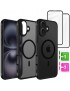 Etui do iPhone 16 + 2szt Szkło 9D 9H WZMACNIANE 360° do MagSafe MATT CASE