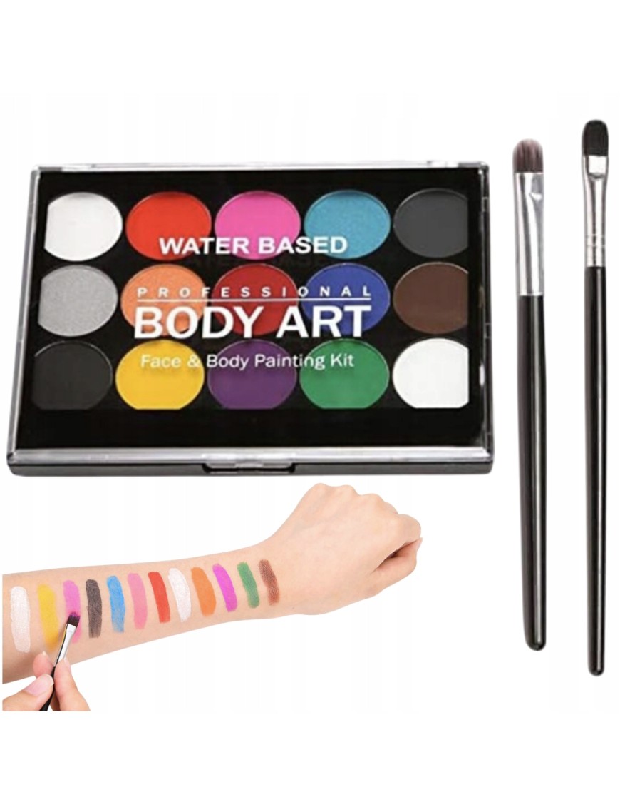 FARBY DO TWARZY ZMYWALNE FARBKI DO MALOWANIA CIAŁA ZESTAW 15 KOLORÓW DZIECI