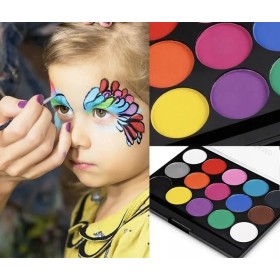 FARBY DO TWARZY ZMYWALNE FARBKI DO MALOWANIA CIAŁA ZESTAW 15 KOLORÓW DZIECI