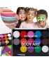 FARBY DO TWARZY ZMYWALNE FARBKI DO MALOWANIA CIAŁA ZESTAW 15 KOLORÓW DZIECI
