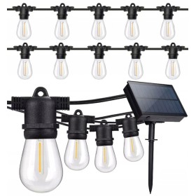 Girlanda Solarna Ogrodowa Świetlny 5M x 10 LED WODOSZCZELNA Z ŻARÓWKAMI