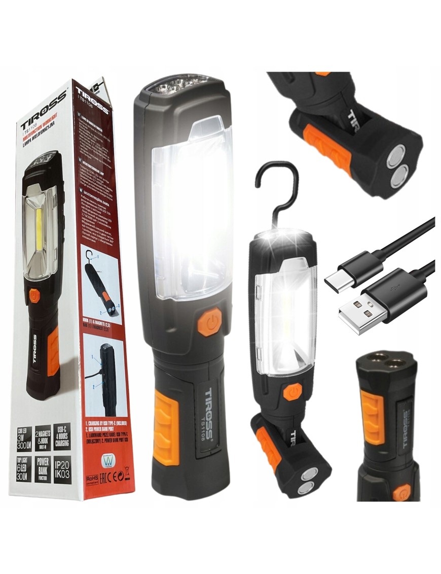 LAMPA WIELOFUNKCYJNA LATARKA TIROSS TS1108 AKUMULATOR
